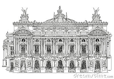 Opera Garnier in Paris Vector Illustration