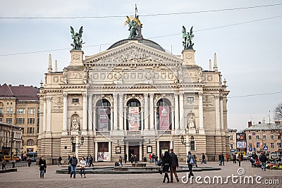 Opera house downtown Lviv Editorial Stock Photo