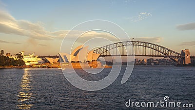 Opera house harbour bridge dawn sunrise Editorial Stock Photo