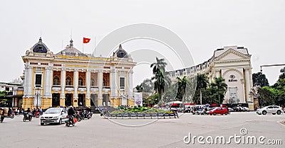 Opera House with Hilton Hotel at Old Town in Hanoi, Vietnam Editorial Stock Photo