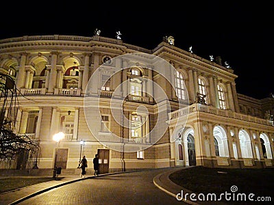 Ukraine. The beauty of night Odessa in the New Year holidays. Editorial Stock Photo