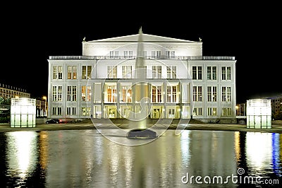 Opera house in leipzig at night Stock Photo