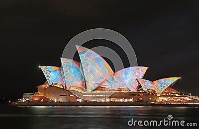 Opera house night illumination Sydney Australia Editorial Stock Photo