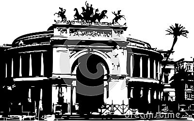 Opera house in Palermo Vector Illustration