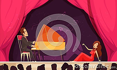 Theater Opera Performance Flat Vector Illustration