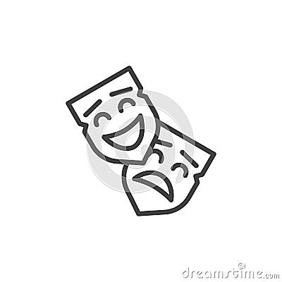 Opera theater mask line icon Vector Illustration