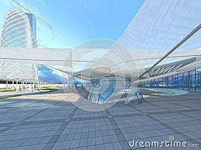 Operated roof design Megamall. Stock Photo