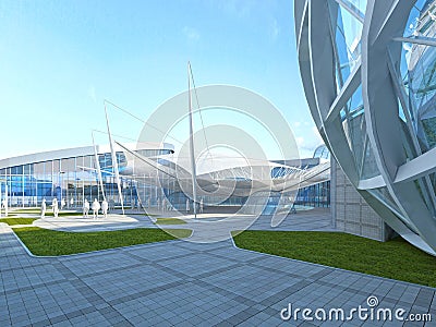 Operated roof design Megamall. Stock Photo