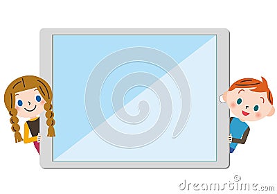 Operates a tablet Vector Illustration