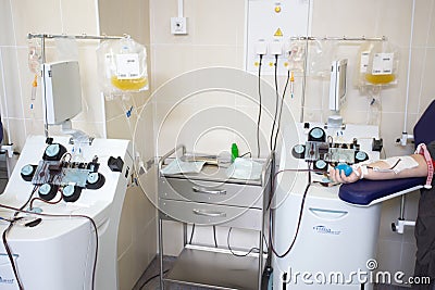 Operating room hospital equipment resuscitation doctors . Belarus,Minsk,2016 Editorial Stock Photo