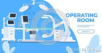 Operating room. Medical devices for the treatment and diagnosis of people. Medical equipment for examining human health Vector Illustration