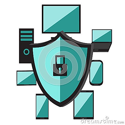 Operating system software computer laptop,mobile phone.Security network.Data protection and safe work. Stock Photo