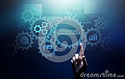 Operation management Business process control optimisation industrial technology concept. Stock Photo