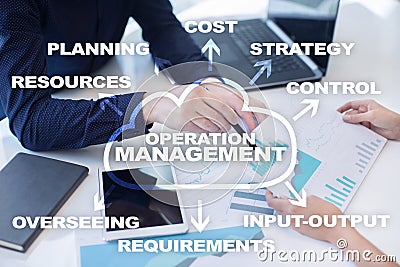 Operation management business and technology concept on the virtual screen. Stock Photo