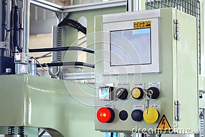 Operation panel on automation machine. Factory 4.0 concept Stock Photo