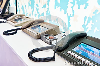 Operational dispatching voice communication terminal Stock Photo