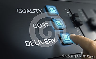 Operational management. Quality, cost and delivery Stock Photo
