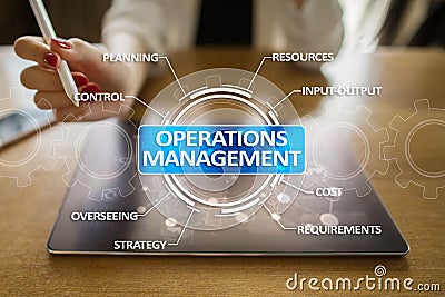 Operations management business and technology concept on virtual screen. Stock Photo
