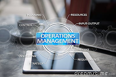 Operations management business and technology concept on virtual screen. Stock Photo