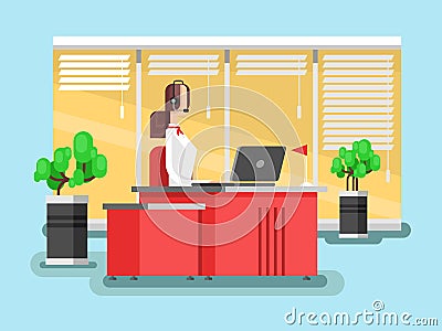 Operator in a call center Vector Illustration