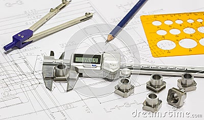 Operator design and inspection automotive parts Stock Photo