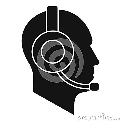 Operator in headset icon, simple style Vector Illustration