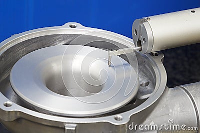 Operator inspection turbo surface roughness by roughness tester Stock Photo