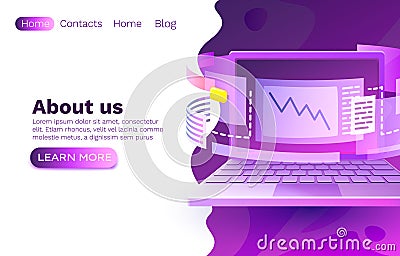 Operator job developer, website workplace process, display infographic. Vector Vector Illustration
