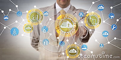 Operator Managing Energy Via Cloud Container Stock Photo