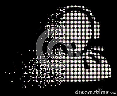 Light Dissipated Pixelated Halftone Operator Speech Icon Vector Illustration