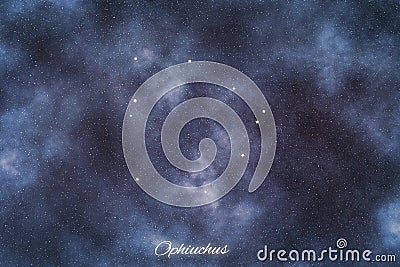 Ophiuchus star constellation, Brightest Stars, Serpentarius, Serpent bearer Stock Photo