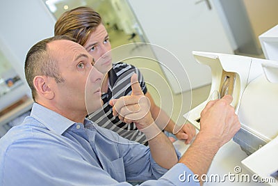 ophtalmologist and intern Stock Photo