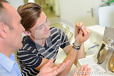 ophtalmologist and intern Stock Photo