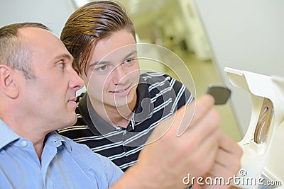 ophtalmologist and intern Stock Photo