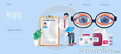 Ophthalmologist concept vector. Check your eyesight illustration for medicine, medical web, blog Vector Illustration