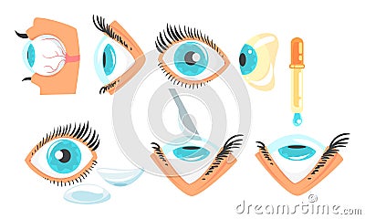 Ophthalmologist Diagnostic and Correction of Vision Collection, Human Eye Treatment Vector Illustration Vector Illustration