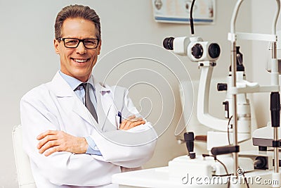 At the ophthalmologist Stock Photo