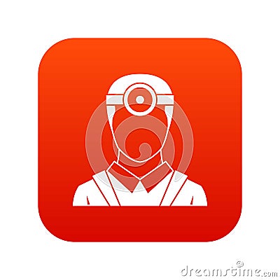 Ophthalmologist with head mirror icon digital red Vector Illustration