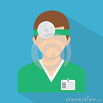 Ophthalmologist with head mirror. Icon isolated on background. F Vector Illustration