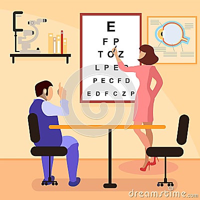 Ophthalmologist Testing Eyesight Flat Illustration Vector Illustration