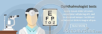 Ophthalmologist tests banner horizontal concept Vector Illustration