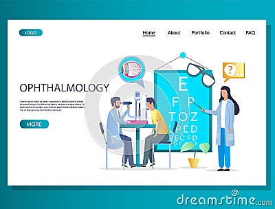 Ophthalmology vector website landing page design template Vector Illustration