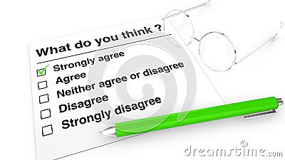 Opinion poll paper,pen and glasses Stock Photo