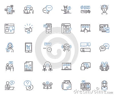 Opinions line icons collection. Views, Thoughts, Beliefs, Perspectives, Impressions, Notions, Sentiments vector and Vector Illustration