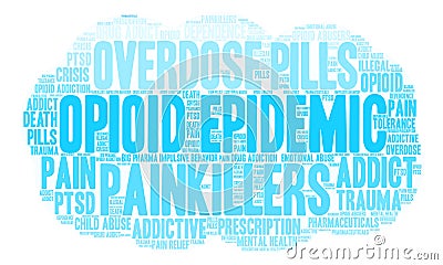 Opioid Epidemic Word Cloud Stock Photo