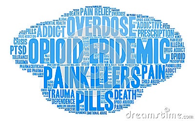 Opioid Epidemic Word Cloud Stock Photo