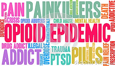 Opioid Epidemic Word Cloud Vector Illustration