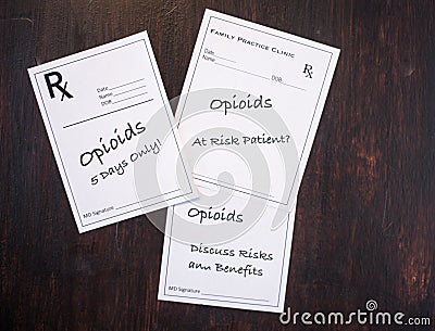 Opioid Prescriptions with prescribing warnings Stock Photo