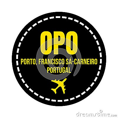 OPO Porto airport symbol icon Cartoon Illustration