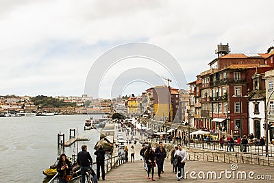 Oporto, Portugal: Cais (pier) da Ribeira Editorial Stock Photo